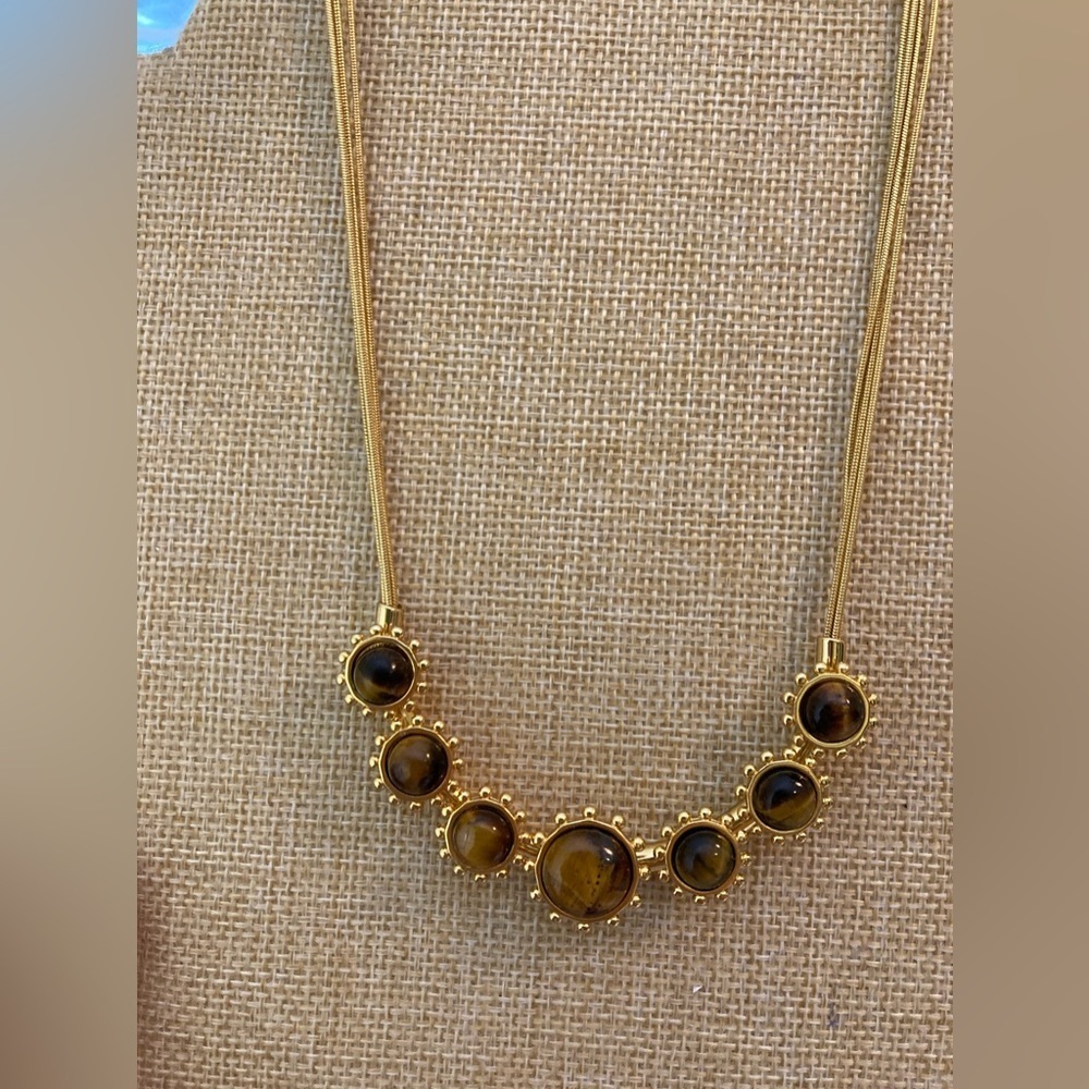 Talbots Multi Chains Necklace with Tigers Eye‎ Stones - Picture 6 of 8